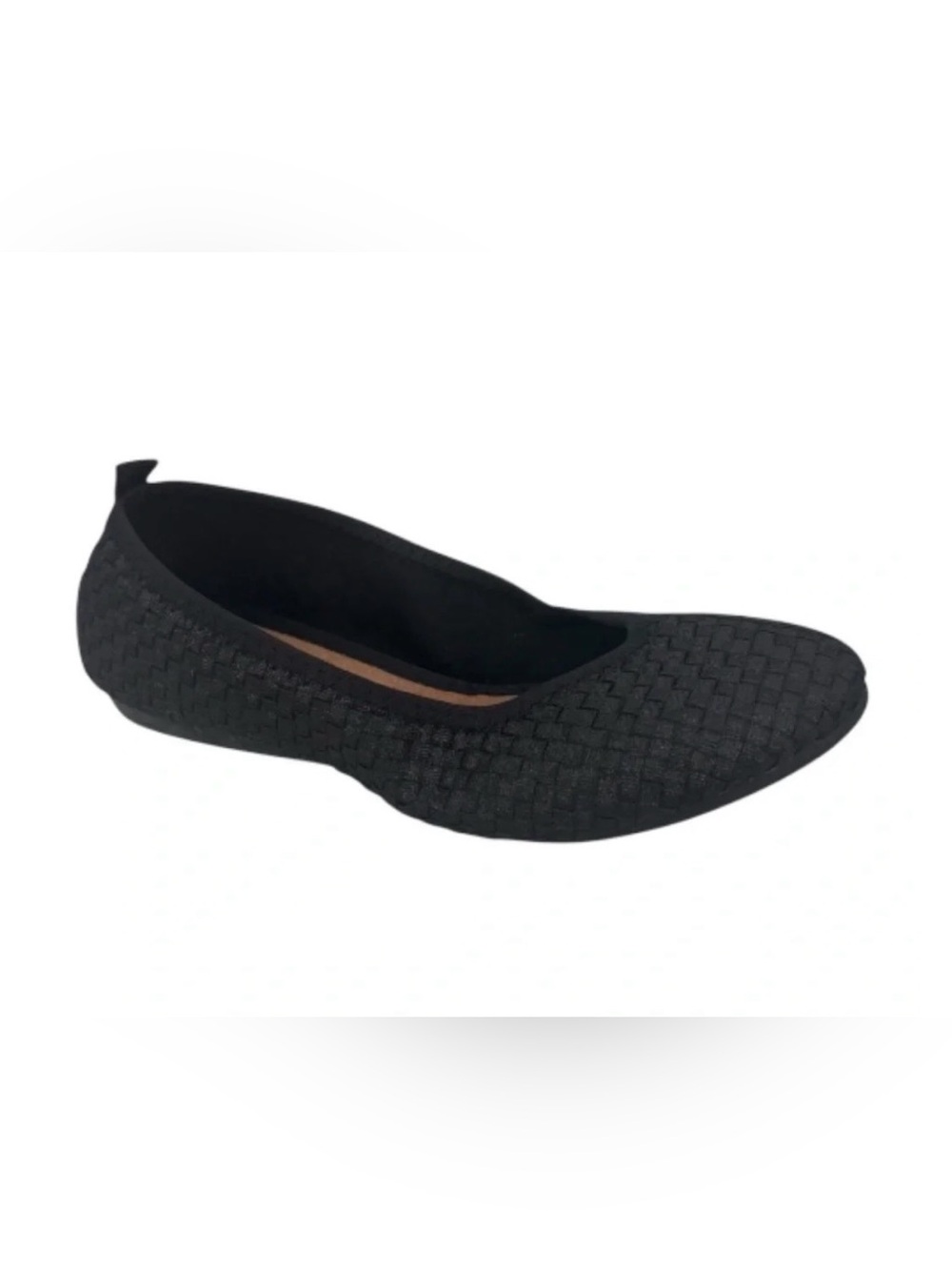 bernie mev. Curlies Plain Black Metallic Woven Ballet Flat